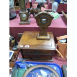 Vesper 10 x 50 Fieldmaster Binoculars, Edwardian two drawer chest, and mantel clock in carved