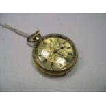 A XIX Century Continental Cased Lady's Fob Watch, the foliate engraved dial with black Roman