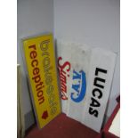 A Framed 'Brakesafe Reception' Advertising Board; together with three perspex advertising signs