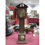 A Late XIX Century Rosewood Mantel Clock, formed as a miniature grandfather clock, broken pediment