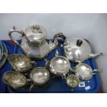 Silver Salt on Three Feet and Spoon, John Nodder, Walker & Hall plated ware, etc:- One Tray