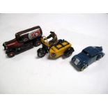 * Three DGM Cast Model Vehicles, AA motorcycle and sidecar, air mail car and Worthington's "