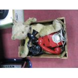 A Mid XX Century Gold Plush Teddy Bear, Rod Anvil telephone and Betacom Speakeasy phone:- One Box