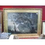 A Gilt Framed Colour Print After Corot, and a quantity of colour prints, photographic prints,