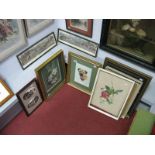 A Pair of Hunting Prints, pair of woolwork pictures, etc.