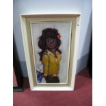 Maleter, "Young Girl with a Yellow Coat", Oil on Canvas, signed lower right, circa 1960's, 60 x