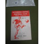 1961 League Cup Final Programme, Rotherham United vs. Aston Villa, at Millmoor, dated August 22nd.