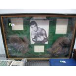 Rocky Marciano Montage, featuring portrait print and career history, together with mid XX Century