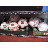 Rotherham United Nine Souvenir Footballs, all with club crest and signed by many players.