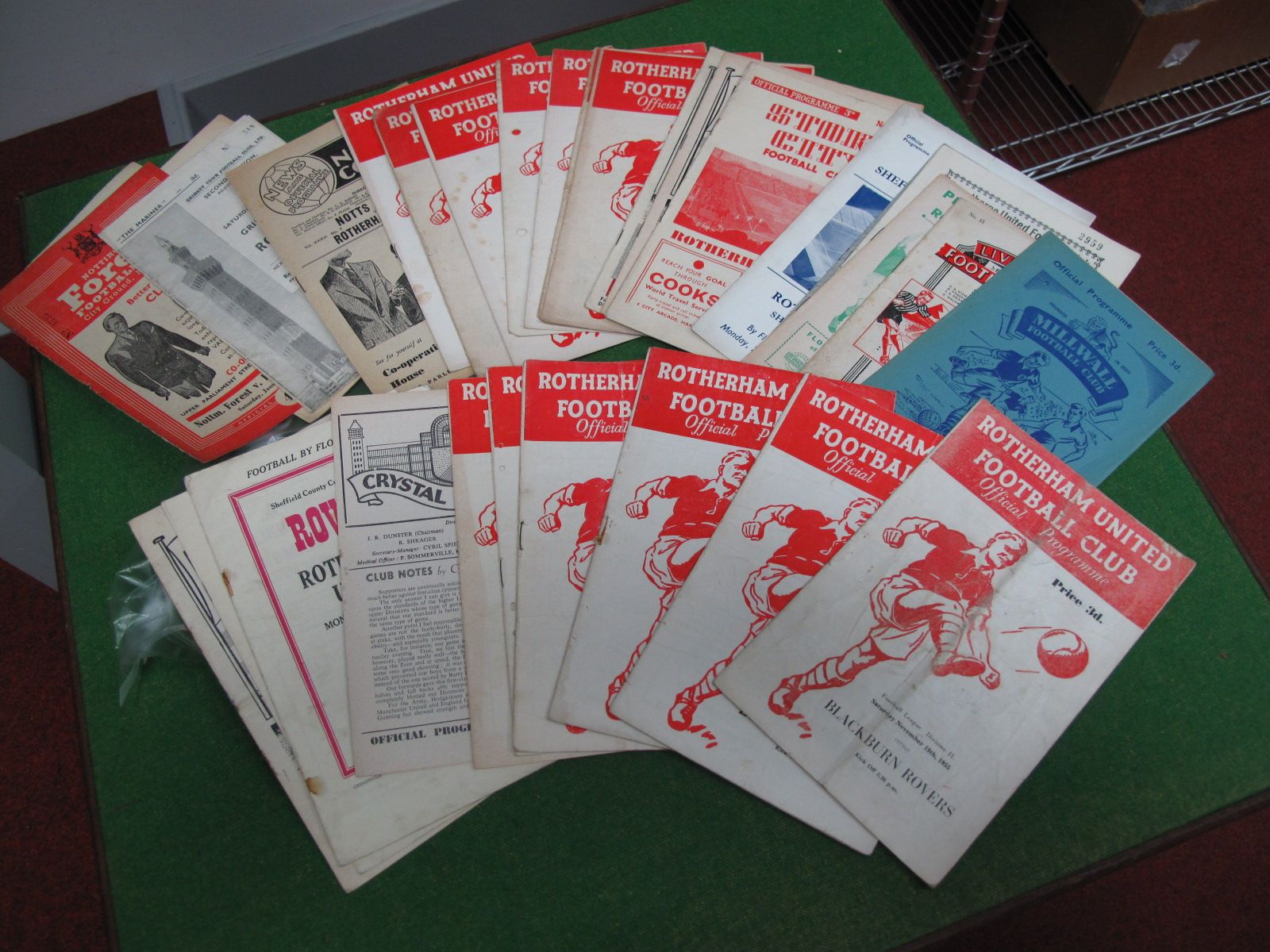 Rotherham United Programmes, 1955-6 vs. Blackburn, Lincoln, Middlesborough, Nottingham Forest,