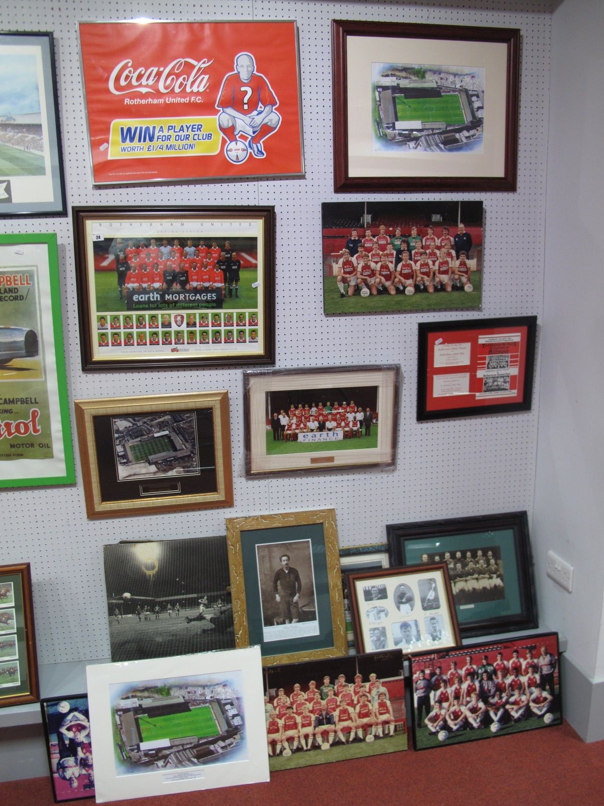 Rotherham United, a quantity of framed team prints, montages, Coca Cola "Win a Player", etc. (16)