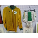 Jim (Seamus) McDonagh Irish International Goalkeeper's Strip, comprising gold coloured jersey with