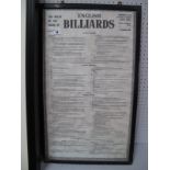 A 1983 "Billiard Rules", in frame.