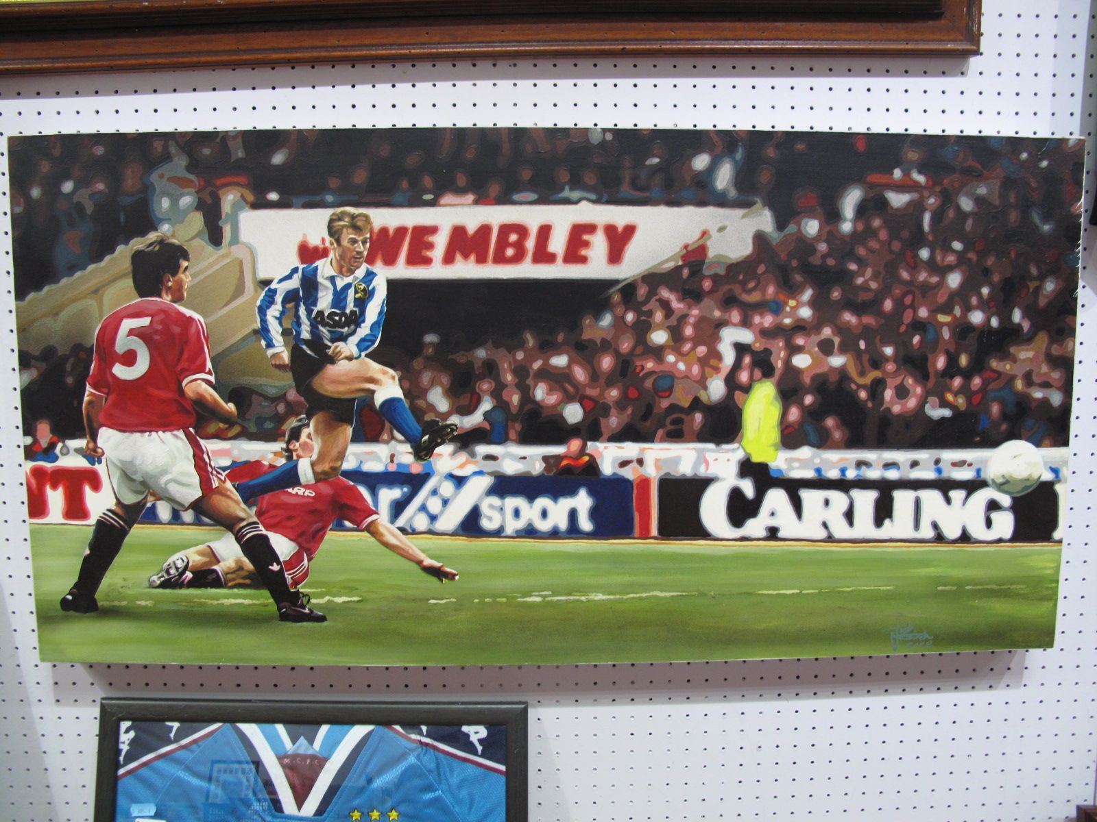 J. Birch Sheffield Artist Oil on Canvas , of John Sheridan scoring the winner for Sheffield