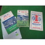 Newcastle United FA Cup Final Programmes, 1951 vs. Blackpool (grubby, rusty staples), 55 vs.