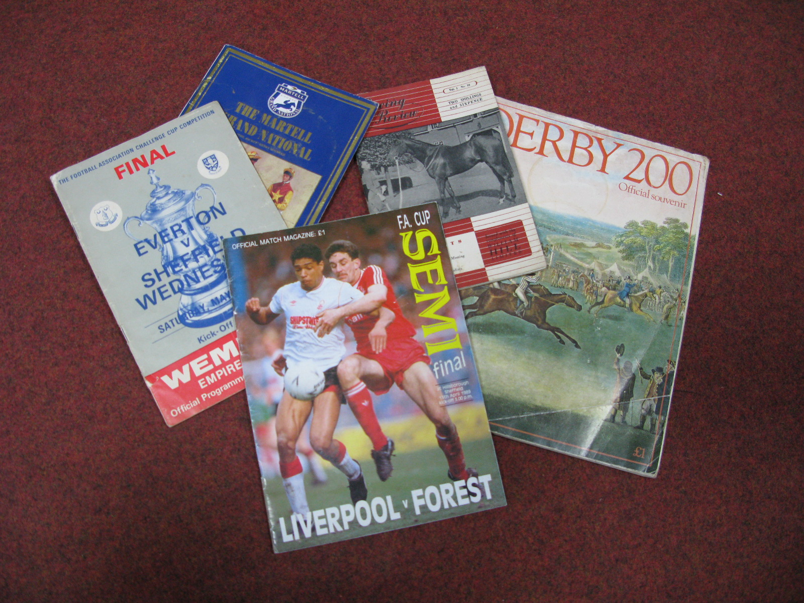 1966 FA Cup Final Programme, 89 Hillsborough semi, Derby 2000 Official Souvenir, 95 Grand National