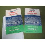 1956 FA Cup Final Programme, Birmingham City vs. Manchester City (creased), and 1957 Aston Villa vs.