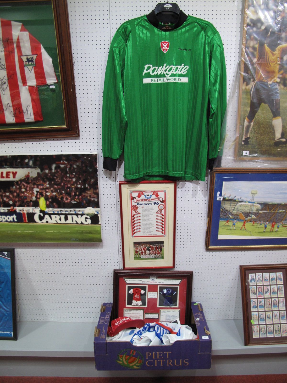 Rotherham United at Wembley Memorabilia, mainly 1996, including photos, badge, no.13 goalkeeper