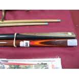 A Beech Snooker Cue, marked "S.W. Hancock, London, John Pullman Master Cue", plus an 18oz ash cue