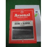 1953 Charity Shield Programme Arsenal V Blackpool. Dated 12th October.