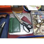 A Large Pair of Tailors Shears by Wilkinson of Sheffield, other scissors in leather holder, etc.