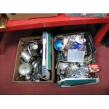 Stainless Steel, plated ware, soda syphon, cutlery, etc:- Two Boxes