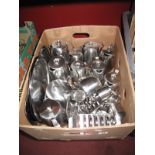 A Collection of Mostly Old Hall Stainless Steal Tea Wares, including trays, hot water jugs, teapots,