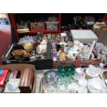 Wade Whisky Bells, ceramic figures, wash jug and bowl etc:- Two Boxes`