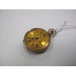 A XIX Century Continental Cased Lady's Fob Watch, the leaf scroll engraved case stamped "9k".