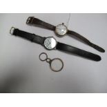 Elgin USA; A Gold Plated Cased Gent's Wristwatch, the signed white dial (damages) with black and red