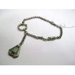A Jugendstil Style Watch Chain, suspending triangular drop pendant.