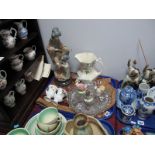 Three Royal Albert Beatrix Potter Figures, Nao figure (damaged), table runner, etc:- One Tray