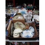 Plaster Figure Group of Three Maidens, mixing bowls, flasks, Bells water jug, plates, tureens,