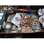 A Pendelfin Stand plus over twenty Pendelfin figures, easel stand, plaque etc:- One Tray