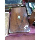 A Victorian Rosewood Writing Slope, baize lined interior with brass strapwork and monogrammed