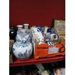 A Pair of Chinese Style Ginger Jars, pair of Chinese style vases, glass, bowls, cups and saucers,