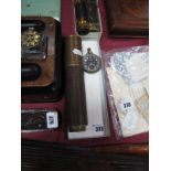 An Early XX Century Five Draw Brass Telescope, leather casing, 79cms fully extended, and a