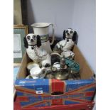 A Pair of Reproduction Victorian Staffordshire Seated King Charles Spaniels, a circa 1920's toilet
