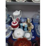 A Wedgwood Teapot, Wedgwood trinket dishes, Poole salt and pepper pots, etc:- One Tray