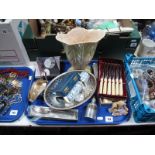 Sekonda Railway Pocket Watch, cased cutlery, coasters, lighters, Beswick 844-2 vase, etc:- One Tray