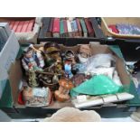 Five Regal Figurines, Burleigh, Wood and Melda character jugs, brassware, etc:- One Box