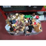 Two Large Boxes Full of Modern Plush Toys, including a number of labelled teddies from the Eagle