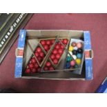 Two Full Sets of Snooker Balls, plus four wooden triangles.