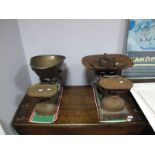 A Set of W. T and Avery Ltd Scales, to weigh 28lb, mounted on wooden plinth, a collection of weights