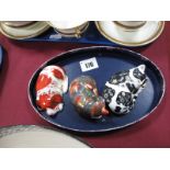 Royal Crown Derby Imari Paperweights, modelled as Puppy, Misty and Catnip Kitten, all with gold