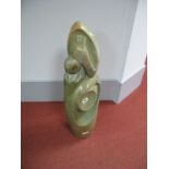 Shona Art, Polished Green Mineral Study of One Good Turn Deserves Another, 76cms high.