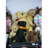 Six Collectors Teddy Bears, Brown Bear by Sigikid, short haired Golden Bear by Sue Elgie, long