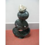 Shona Art, Polished Black Mineral Figure of Water Bearer, 69.5cms high.