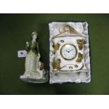 A Minton Porcelain Clock, decorated with the Victoria Strawberry pattern (boxed); together with a