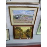 An Oil on Canvas, depicting coastal township, possibly Aberdaron, Wales, signed David K. Rodgers,